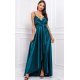 Rochie lunga din satin verde petrecuta LiviaB 2 - jojofashion.ro
