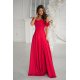 Rochie de ocazie lunga glitter rosie cu umerii goi vaporoasa Delight 2 - jojofashion.ro