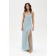 Rochie de ocazie lunga menta crapata pe picior cu spatele gol LivianaR 2 - jojofashion.ro