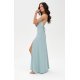 Rochie de ocazie lunga menta crapata pe picior cu spatele gol LivianaR 4 - jojofashion.ro