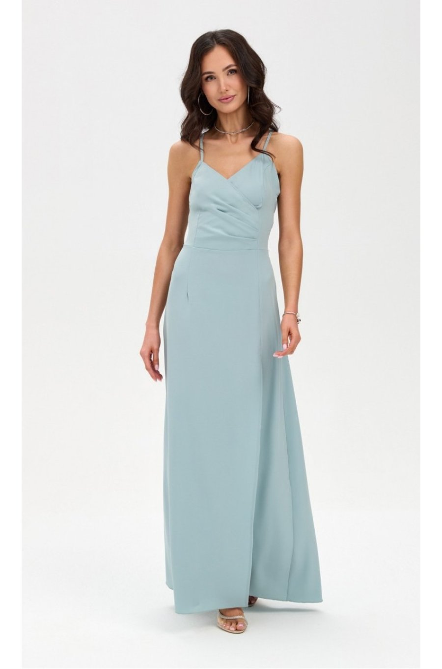 Rochie de ocazie lunga menta crapata pe picior cu spatele gol LivianaR 4 - jojofashion.ro
