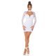 Rochie cununie civila scurta, dantela, alba, mulata, cu maneca lunga,  Julia 7 - jojofashion.ro