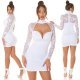 Rochie cununie civila scurta, dantela, alba, cu maneca lunga,  Julia 8 - jojofashion.ro