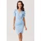 Rochie de ocazie scurta, baby blue, petrecuta, drapata Sharina 2 - jojofashion.ro