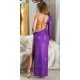 Rochie de seara, lunga, glitter, mov, mulata, cu un umar gol, Allysin 2 - jojofashion.ro