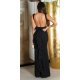 Rochie de seara lunga, neagra, mulata, tip sirena, cu spatele gol, Lace 2 - jojofashion.ro