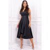 Rochie midi neagra din brocard Greta