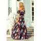 Rochie de vara lunga neagra cu flori colorate cu umerii goi si volane Georgia 3 - jojofashion.ro