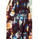 Rochie de vara lunga neagra cu flori colorate cu umerii goi si volane Georgia 6 - jojofashion.ro