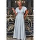 Rochie cununie civila, in marimi mari, lunga, brocard si dantela ecru, Laura 2 - jojofashion.ro