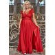 Rochie lunga rosie din dantela si brocard Carmen2 3 - jojofashion.ro