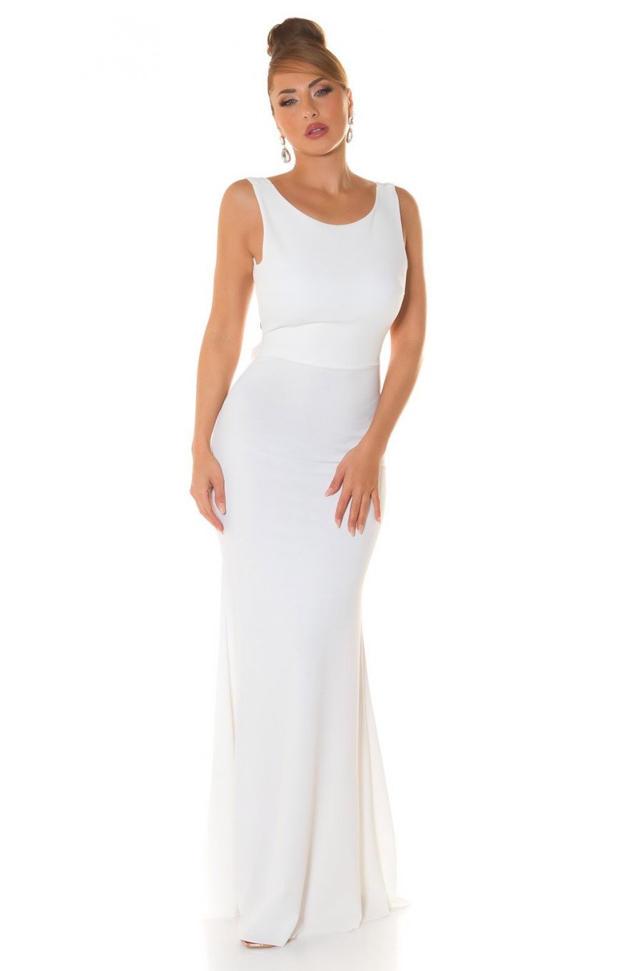 Rochie lunga alba tip sirena cu spatele gol Lace 4 - jojofashion.ro