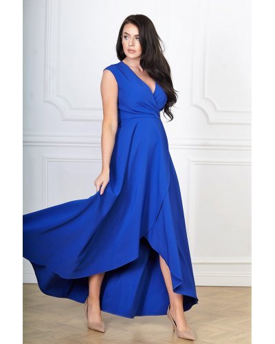 Rochie lunga albastra asimetrica Gracia2 Rochii lungi, Rochie lunga albastra asimetrica Gracia2 - jojofashion.ro