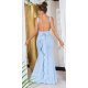 Rochie eleganta lunga, baby blue, mulata, tip sirena, cu spatele gol, Lace 2 - jojofashion.ro