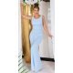Rochie eleganta lunga, baby blue, mulata, tip sirena, cu spatele gol, Lace 3 - jojofashion.ro