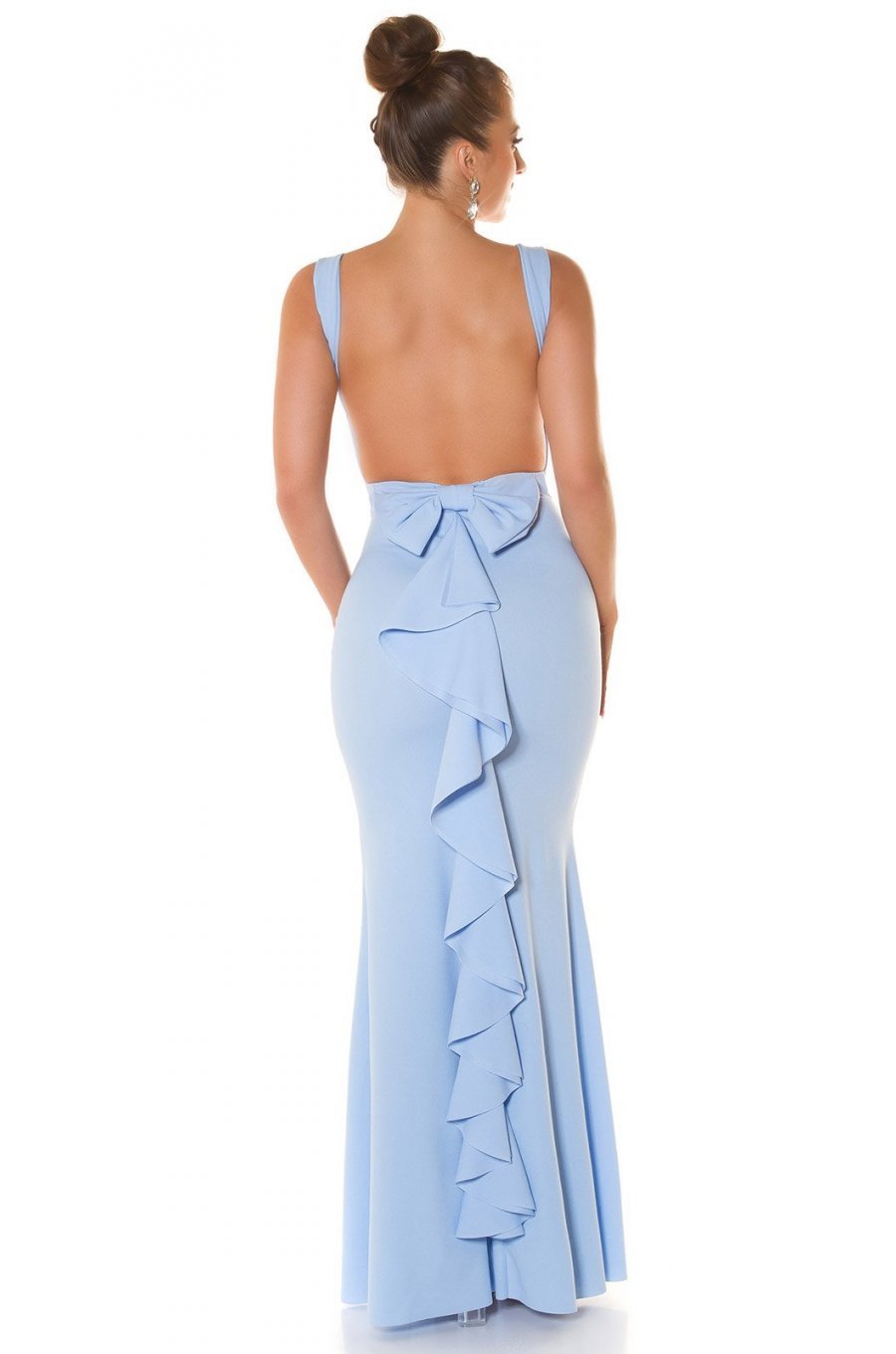 Rochie eleganta lunga, baby blue, mulata, tip sirena, cu spatele gol, Lace 6 - jojofashion.ro