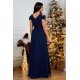 Rochie lunga bleumarin vaporoasa Venus2 3 - jojofashion.ro