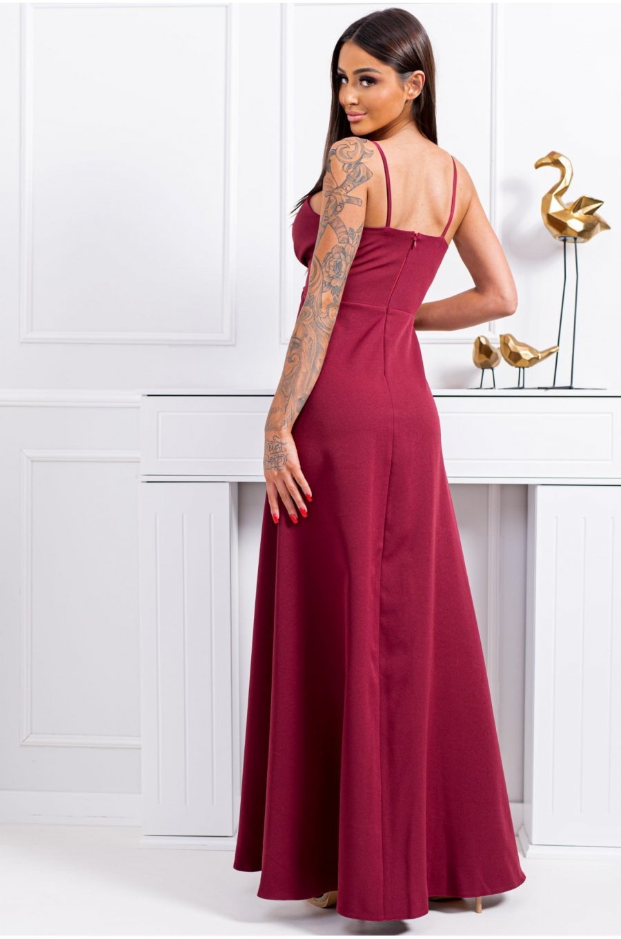 Rochie lunga burgundy asimetrica petrecuta LiviaB2 Rochie lunga burgundy asimetrica petrecuta LiviaB2 3 - jojofashion.ro