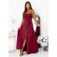 Rochie eleganta lunga burgundy cu bust tip corset cu umerii goi VenussW  2 - jojofashion.ro