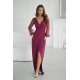 Rochie eleganta lunga burgundy cu maneca lunga din paiete Deluxe 2 - jojofashion.ro