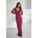 Rochie eleganta lunga burgundy cu maneca lunga din paiete Deluxe 4 - jojofashion.ro