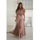 Rochie eleganta lunga cappuccino cu bust din paiete vaporoasa Azaliya 2 - jojofashion.ro