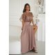 Rochie eleganta lunga cappuccino cu bust din paiete vaporoasa Azaliya 5 - jojofashion.ro
