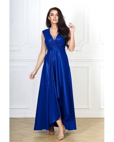 Rochie lunga albastra din brocard Gracia Rochii lungi, Rochie lunga albastra din brocard Gracia - jojofashion.ro