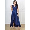 Rochie lunga bleumarin navy din brocard Gracia