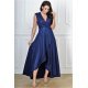 Rochie eleganta lunga, din brocard, bleumarin navy, petrecuta, asimetrica, Gracia 3 - jojofashion.ro