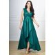 Rochie eleganta lunga, din brocard, verde, petrecuta, asimetrica, Gracia 2 - jojofashion.ro