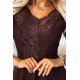 Rochie eleganta lunga din dantela maro ciocolatiu cu maneca treisferturi Allegria 6 - jojofashion.ro