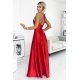 Rochie eleganta lunga din satin rosie cu spatele gol si umerii goi Pearl 3 - jojofashion.ro
