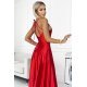 Rochie eleganta lunga din satin rosie cu spatele gol si umerii goi Pearl 4 - jojofashion.ro