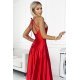 Rochie eleganta lunga, din satin, rosie, cu spatele gol si umerii goi, Pearl 4 - jojofashion.ro