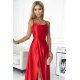 Rochie eleganta lunga din satin rosie cu spatele gol si umerii goi Pearl 6 - jojofashion.ro