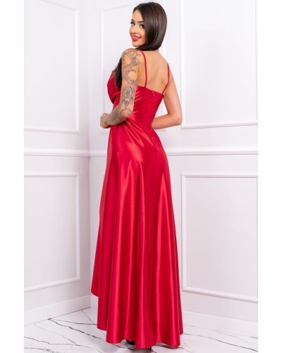 Rochie lunga rosie din satin LiviaB Rochii satin, Rochie lunga rosie din satin LiviaB - jojofashion.ro