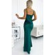 Rochie lunga din satin verde smarald mulata cu corset  Ashera 3 - jojofashion.ro