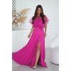 Rochie eleganta lunga fucsia cu paiete pe bust vaporoasa Azaliya