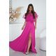 Rochie eleganta lunga fucsia cu paiete pe bust vaporoasa Azaliya 2 - jojofashion.ro