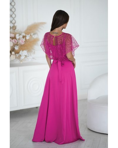 Rochie eleganta lunga fucsia cu paiete pe bust vaporoasa Azaliya Rochii lungi, Rochie eleganta lunga fucsia cu paiete pe bust vaporoasa Azaliya - jojofashion.ro