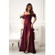 Rochie eleganta lunga glitter burgundy cu umerii goi vaporoasa Delight 5 - jojofashion.ro