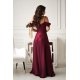 Rochie eleganta lunga glitter burgundy cu umerii goi vaporoasa Delight 3 - jojofashion.ro