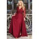 Rochie eleganta lunga, in marimi mari, brocard si dantela, burgundy, cu maneca lunga, Carmen 2 - jojofashion.ro