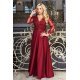 Rochie eleganta lunga, in marimi mari, brocard si dantela, burgundy, cu maneca lunga, Carmen 3 - jojofashion.ro