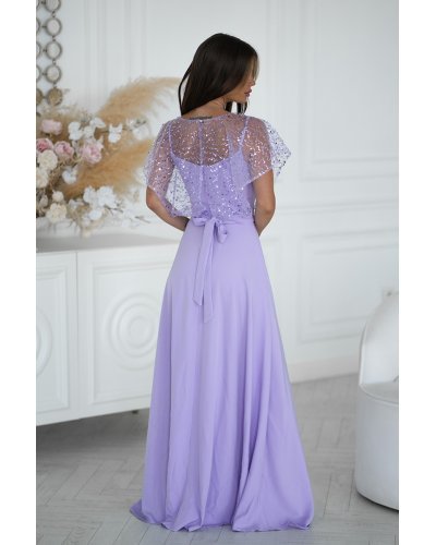 Rochie eleganta lunga lila cu paiete vaporoasa Azaliya Rochii lungi, Rochie eleganta lunga lila cu paiete vaporoasa Azaliya - jojofashion.ro