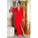 Rochie eleganta lunga, rosie, mulata, cu maneca lunga, Gabryelle 2 - jojofashion.ro