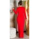 Rochie eleganta lunga, rosie, mulata, cu maneca lunga, Gabryelle 3 - jojofashion.ro