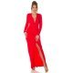 Rochie eleganta lunga, rosie, mulata, cu maneca lunga, Gabryelle 5 - jojofashion.ro