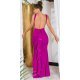 Rochie eleganta lunga, roz magenta, mulata, tip sirena, cu spatele gol, Lace 2 - jojofashion.ro